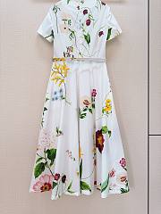 Colestore Oscar de la Renta Cap Sleeve Mixed Botanical Cotton Poplin Dress - 2