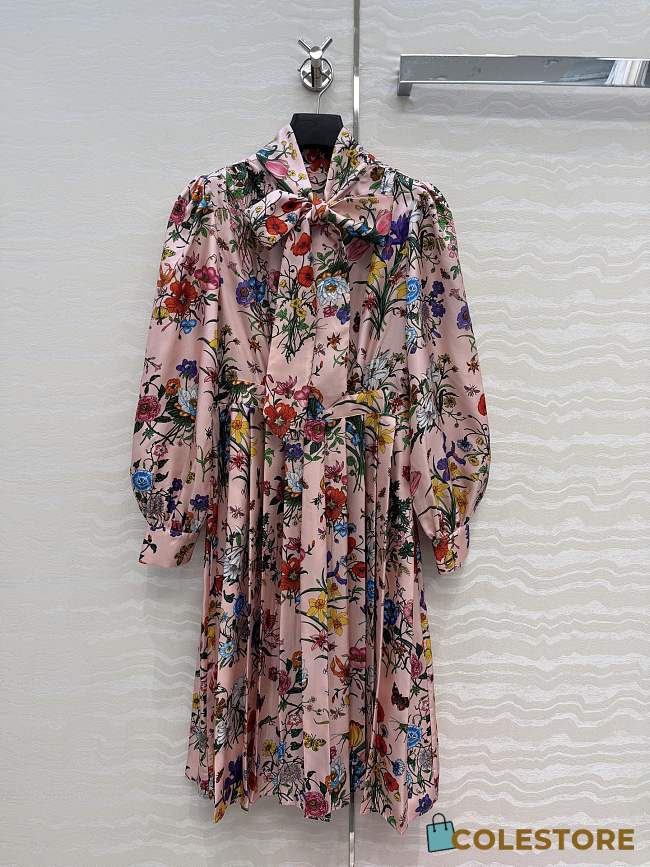 Colestore Gucci Printed silk chemisier dress Multicolor silk Allover Gucci Flora print - 1