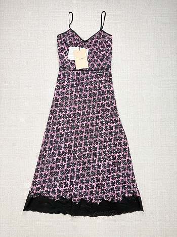Colestore  Miu Miu Pink/black Crêpe De Chine Dress