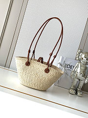 Colestore Loewe Small Anagram basket bag in iraca palm and calfskin Natural/Tan 34 x16.5 x13 cm - 3