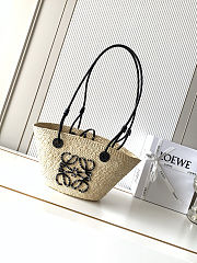 Colestore Loewe Small Anagram basket bag in iraca palm and calfskin Natural/Black 34 x16.5 x13 cm - 1