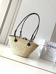 Colestore Loewe Small Anagram basket bag in iraca palm and calfskin Natural/Black 34 x16.5 x13 cm - 3