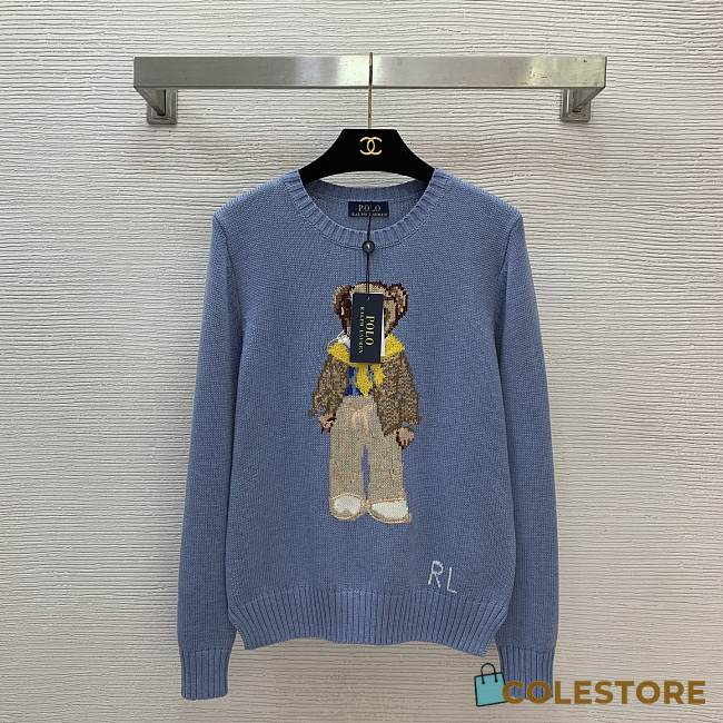 Colestore  Ralph Lauren Polo Bear cotton sweater in light blue - 1