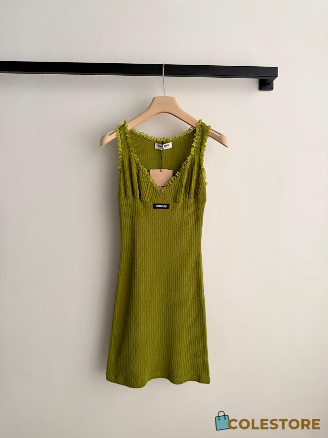 Colestore Miu Miu Garment-dyed cotton mini dress Olive Green - 1
