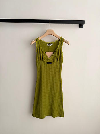 Colestore Miu Miu Garment-dyed cotton mini dress Olive Green