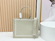 Colestore Dior Medium Dior Book Tote with Strap Beige Embroidery and White Woven Grosgrain Ribbon (36 x 27.5 x 16.5 cm) - 2