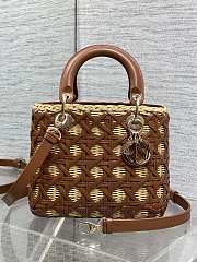 Colestore Dior Medium Lady Dior Bag in Natural Rattan & Brown Matte Calfskin Cannage 24cm - 1