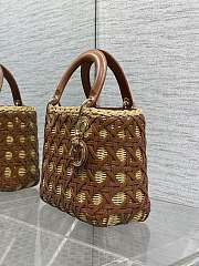 Colestore Dior Medium Lady Dior Bag in Natural Rattan & Brown Matte Calfskin Cannage 24cm - 6