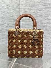Colestore Dior Medium Lady Dior Bag in Natural Rattan & Brown Matte Calfskin Cannage 24cm - 5
