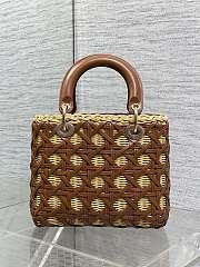 Colestore Dior Medium Lady Dior Bag in Natural Rattan & Brown Matte Calfskin Cannage 24cm - 4