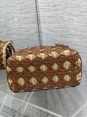 Colestore Dior Medium Lady Dior Bag in Natural Rattan & Brown Matte Calfskin Cannage 24cm - 3