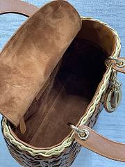 Colestore Dior Medium Lady Dior Bag in Natural Rattan & Brown Matte Calfskin Cannage 24cm - 2