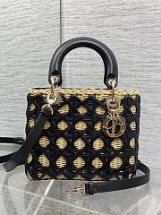 Colestore Dior Medium Lady Dior Bag in Natural Rattan & Black Matte Calfskin Cannage 24cm - 1
