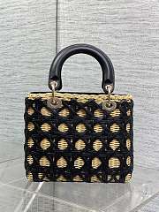 Colestore Dior Medium Lady Dior Bag in Natural Rattan & Black Matte Calfskin Cannage 24cm - 4