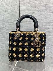 Colestore Dior Medium Lady Dior Bag in Natural Rattan & Black Matte Calfskin Cannage 24cm - 2