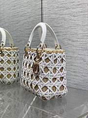 Colestore Dior Medium Lady Dior Bag in Natural Rattan & White Matte Calfskin Cannage 24cm - 6
