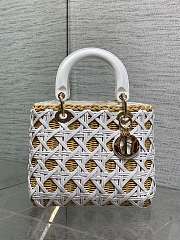 Colestore Dior Medium Lady Dior Bag in Natural Rattan & White Matte Calfskin Cannage 24cm - 4