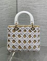 Colestore Dior Medium Lady Dior Bag in Natural Rattan & White Matte Calfskin Cannage 24cm - 3