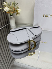 Colestore Dior Saddle Bag with Strap Cloud Grey Grained Calfskin 25.5 x 20 x 6.5 cm - 4