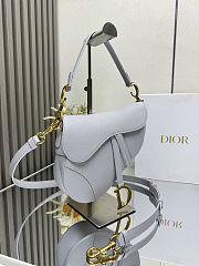 Colestore Dior Saddle Bag with Strap Cloud Grey Grained Calfskin 25.5 x 20 x 6.5 cm - 3