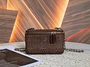 Colestore Chanel Classic Long Vanity with Chain   Braided Raffia & Gold-Tone Metal  Brown 9.5 x 17 x 8cm - 1