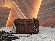 Colestore Chanel Classic Long Vanity with Chain   Braided Raffia & Gold-Tone Metal  Brown 9.5 x 17 x 8cm - 4