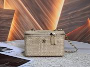 Colestore Chanel Classic Long Vanity with Chain   Braided Raffia & Gold-Tone Metal  Beige 9.5 x 17 x 8cm - 1