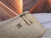 Colestore Chanel Classic Long Vanity with Chain   Braided Raffia & Gold-Tone Metal  Beige 9.5 x 17 x 8cm - 3