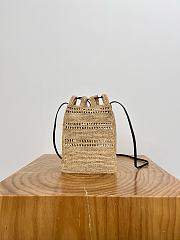 Colestore  Loewe Drawstring pocket in raffia Natural/Black 21x16x1cm - 4