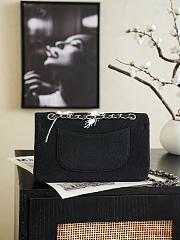 Colestore Chanel Classic Flap Bag Embroidered Feather Tweed / Wool Black White 15.5 x 25.5 x 6.5cm - 2