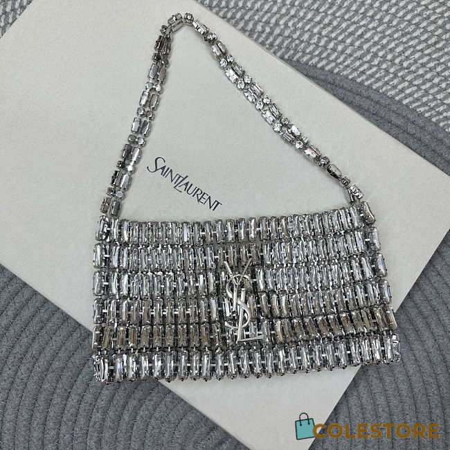 Colestore YSL EVENING bag in crystals Mirror Silver-toned Hardware 18 x 7.5 x 2.5 cm - 1