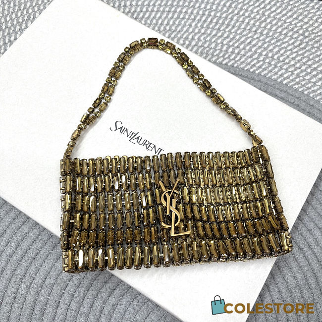 Colestore YSL EVENING bag in crystals Light Bronze Bronze-toned  Hardware 18 x 7.5 x 2.5 cm - 1