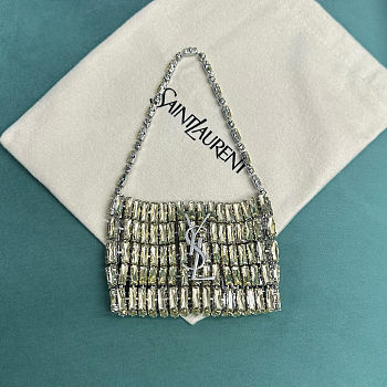 Colestore YSL Micro EVENING bag in crystals Jonquille Silver-toned Hardware  11.5 x 8.5 x 2.5 cm