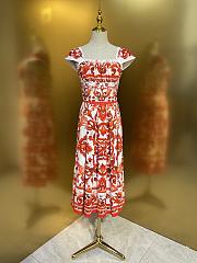 Colestore Dolce & Gabbana Majolica-Print Poplin Dress Multi-colored Draped cups - 1