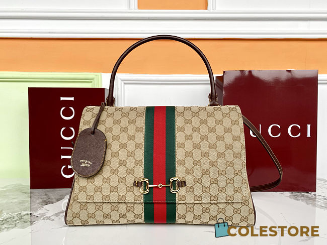 Colestore Gucci Paparazzo Large top Handle Bag Sand and Brown GG canvas 37 x 29 x 13 cm - 1