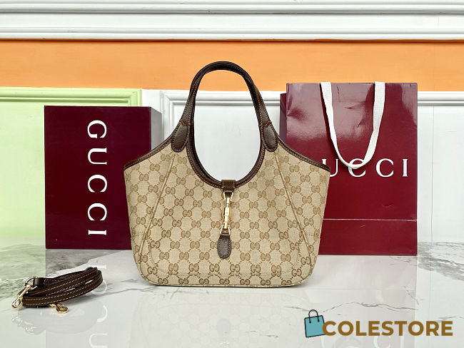 Colestore Gucci Mercato small tote bag Sand and dark brown GG canvas 26 x 23 x 11 cm - 1