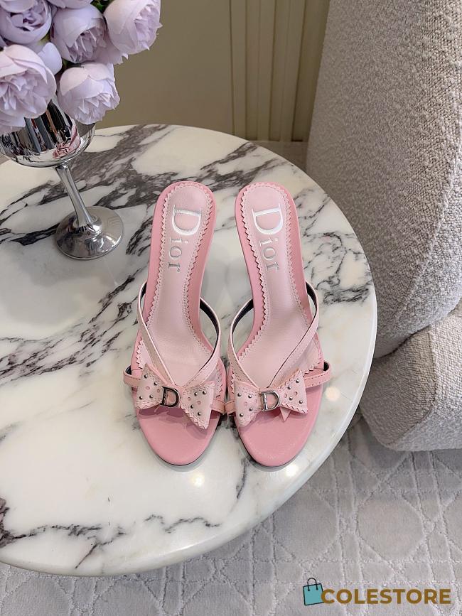 Colestore Dior Pink Bow Leather Sandal Heels - 1