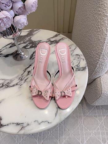 Colestore Dior Pink Bow Leather Sandal Heels