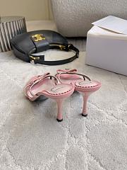 Colestore Dior Pink Bow Leather Sandal Heels - 4