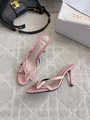Colestore Dior Pink Bow Leather Sandal Heels - 2