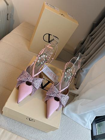 Colestore VALENTINO GARAVANI 85mm Bowow Embellished Satin Slingback Pumps Rose