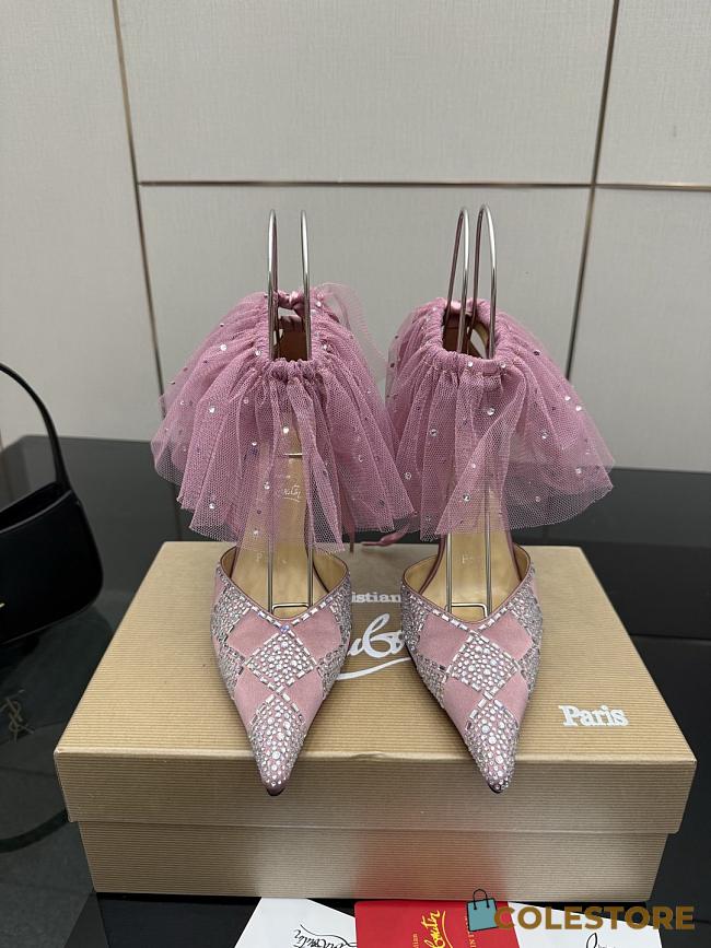 Colestore Christian Louboutin doria offenbee 105 Pumps Pink Satin Women Ankle Strap - 1
