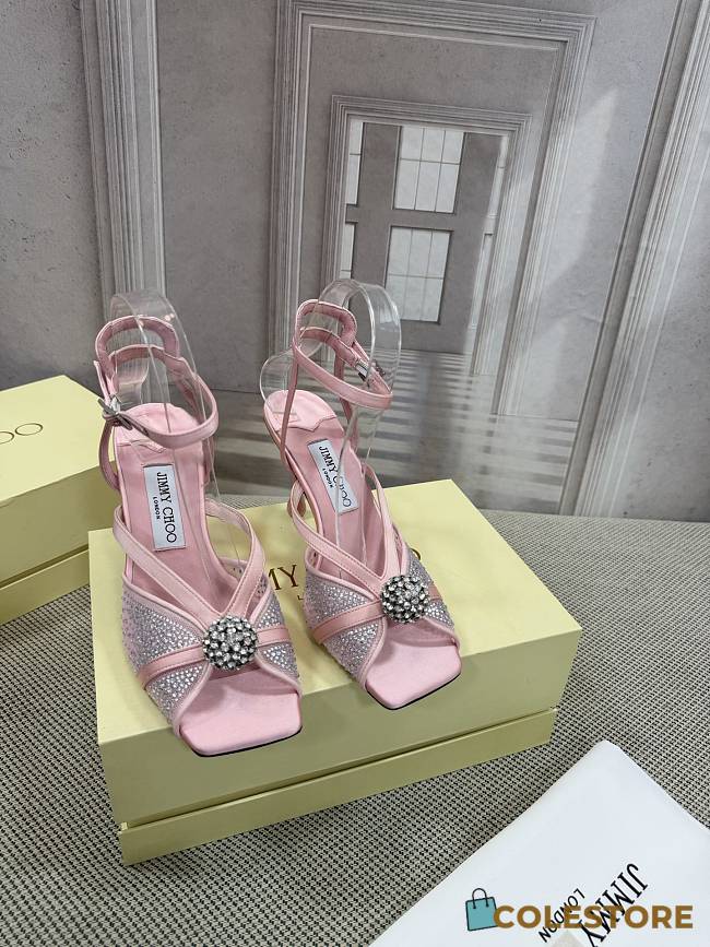 Colestore Jimmy Choo Sarai Sandal 85 Rose Mesh and Satin Sandals  - 1