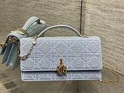 Colestore Dior Or My Dior Mini Bag Ice Blue Microbead-Embroidered Cotton with Cannage Motif 21 x 11.5 x 4.5 cm - 1