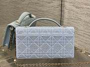 Colestore Dior Or My Dior Mini Bag Ice Blue Microbead-Embroidered Cotton with Cannage Motif 21 x 11.5 x 4.5 cm - 3