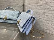 Colestore Dior Or My Dior Mini Bag Ice Blue Microbead-Embroidered Cotton with Cannage Motif 21 x 11.5 x 4.5 cm - 2