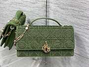 Colestore Dior Or My Dior Mini Bag Green Microbead-Embroidered Cotton with Cannage Motif 21 x 11.5 x 4.5 cm - 1