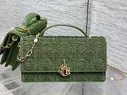 Colestore Dior Or My Dior Mini Bag Green Microbead-Embroidered Cotton with Cannage Motif 21 x 11.5 x 4.5 cm - 3