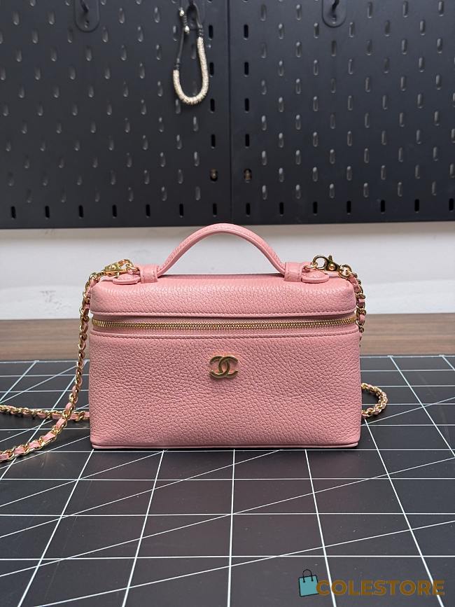 Colestore Chanel Large Vanity with chain Grained Calfskin & Gold-Tone Metal  Pink 15 x 23 x 5cm - 1