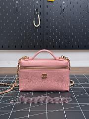 Colestore Chanel Large Vanity with chain Grained Calfskin & Gold-Tone Metal  Pink 15 x 23 x 5cm - 3
